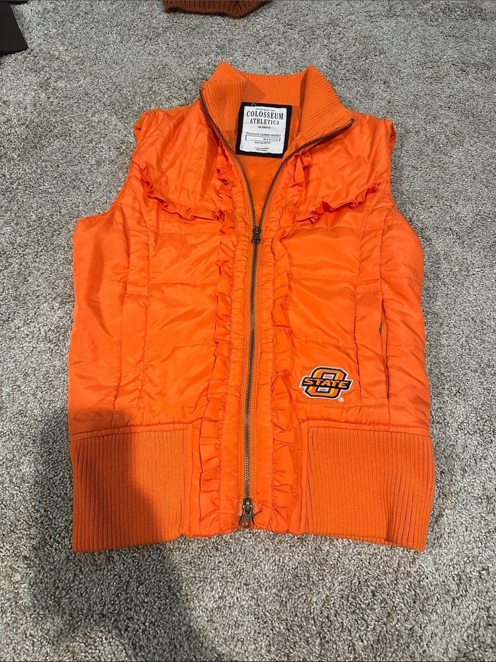Colosseum Athletics Women's Orange Quilted Vest with OSU State Patch